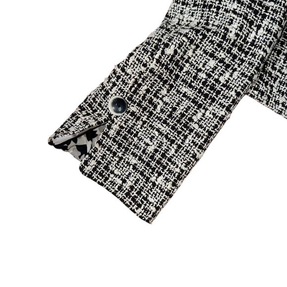 Alfani Tweed Button Down Blazer Black White Floral Lined Size - Picture 5 of 6